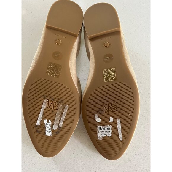 Stuart Weitzman Bling Embellished Suede Ballet Flats Beige Size 9 - Picture 9 of 9